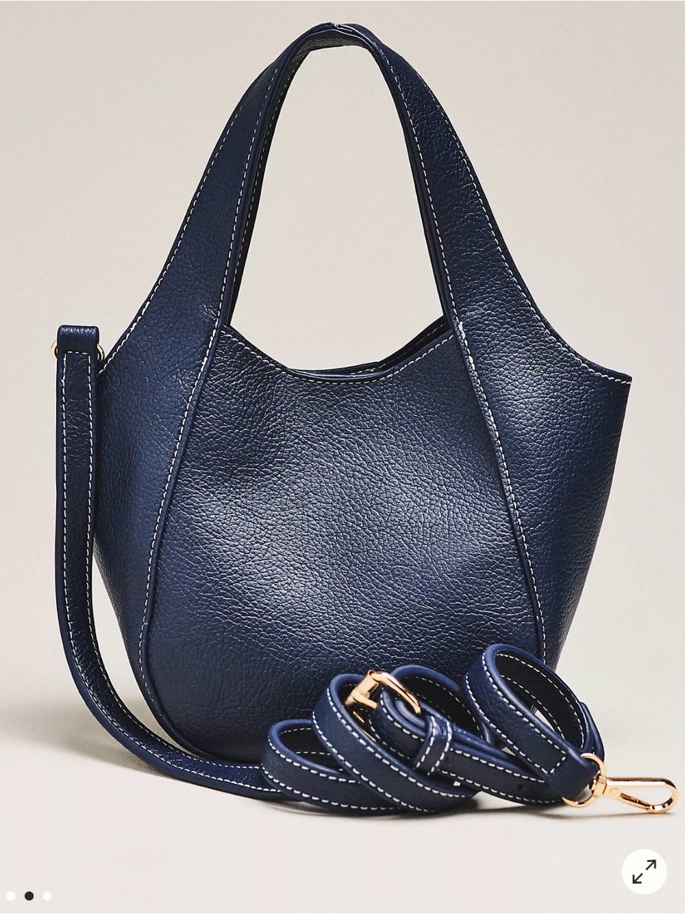 Anthropologie Navy Pebble-Texture super soft Shoulder Tote with Detachable Strap